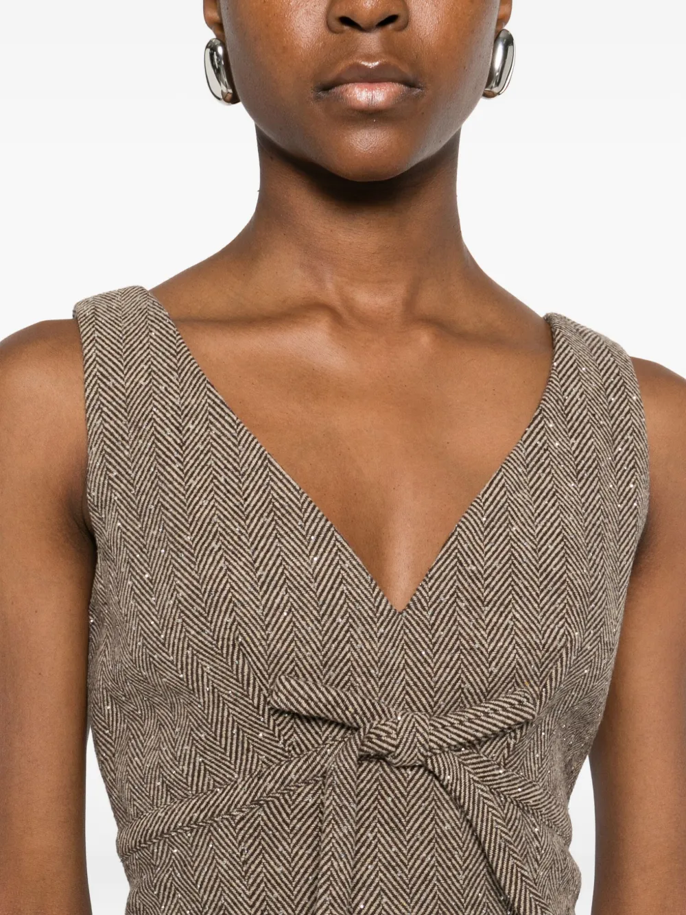 ERMANNO FIRENZE Midi-jurk met strik-detail Bruin