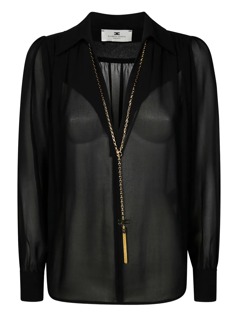 Elisabetta Franchi Georgette buttoned collared shirt - ブラック Elisabetta Franchi Georgette buttoned collared shirt - ブラック