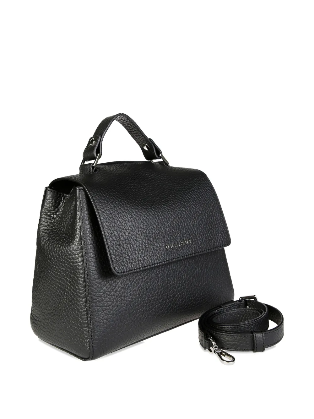 Orciani Medium Textured Leather Shoulder Bag In Black