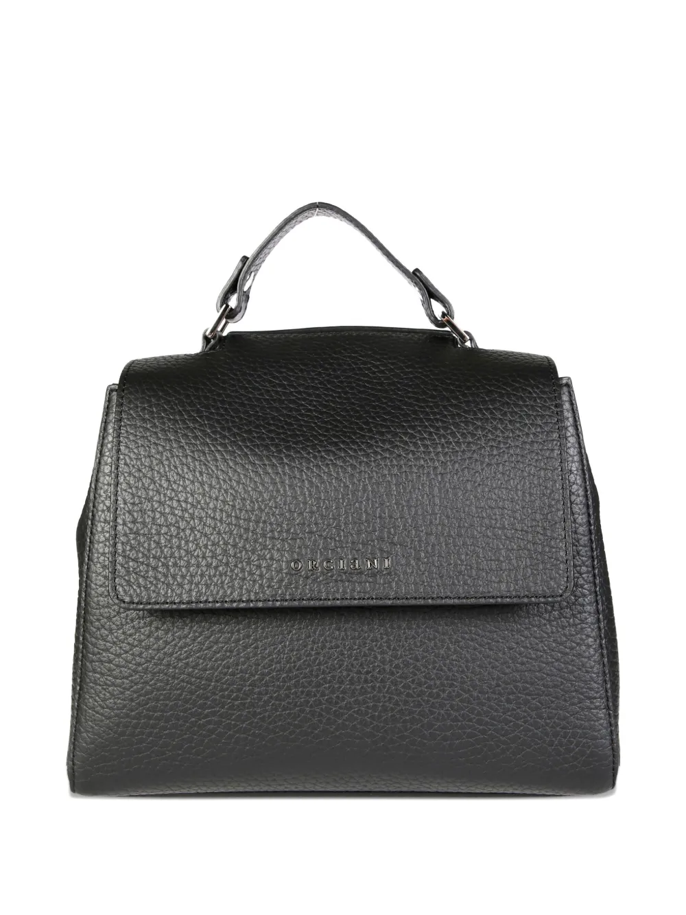 Orciani Medium Textured Leather Shoulder Bag In Black