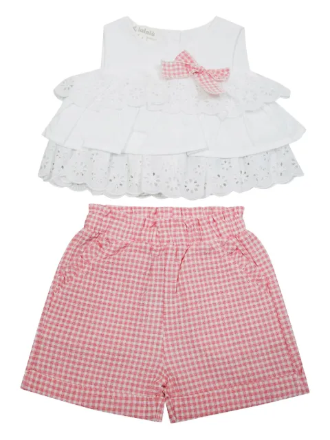 LALALU ruffled gingham shorts set