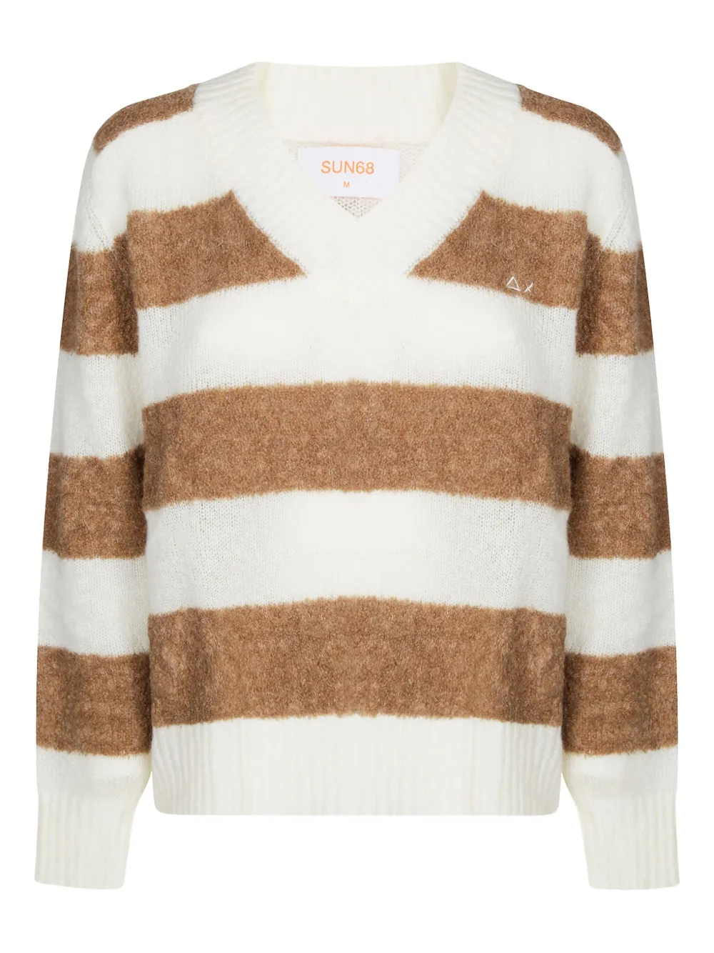 Sun68 pull rayé à col v | blanc | Image 1
