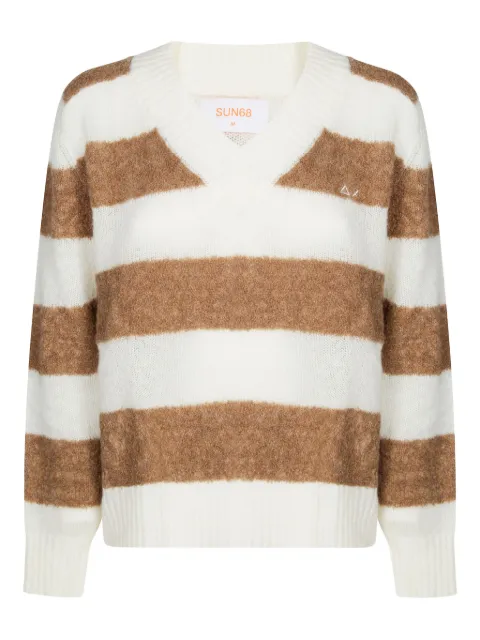 Sun68 striped-pattern V-neck sweater