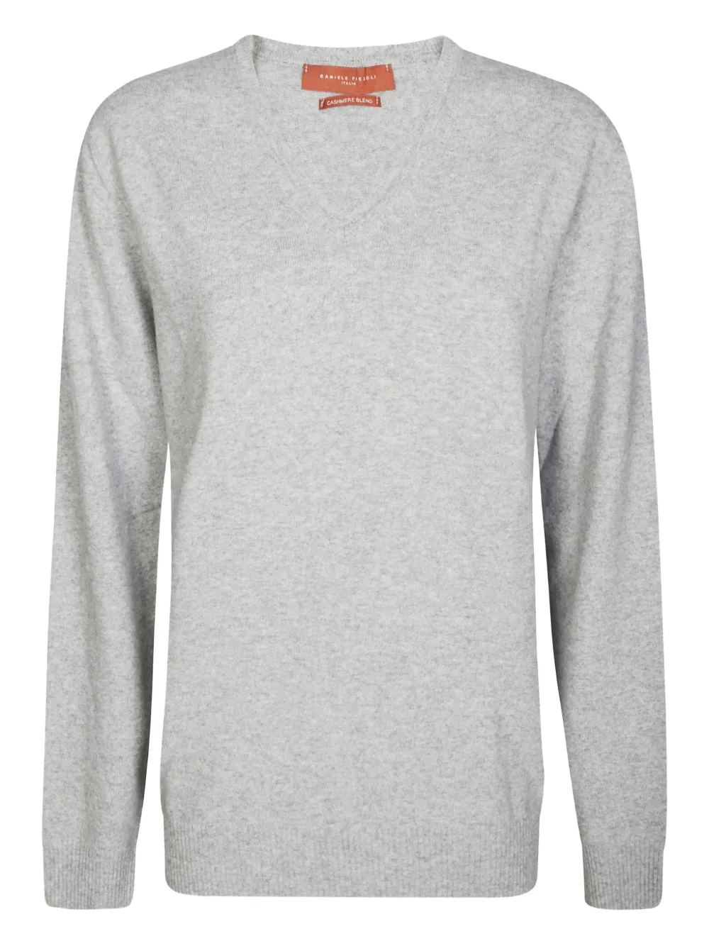 Daniele Fiesoli Light Grey V-neck Sweater With Fine Knit Texture In Gray