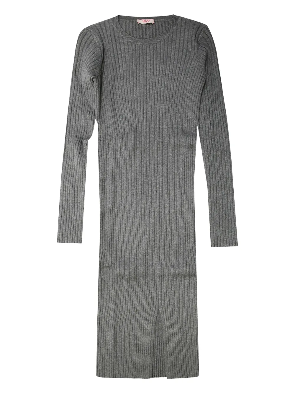 Liu •jo Ribbed Long-sleeve Dress In Gray