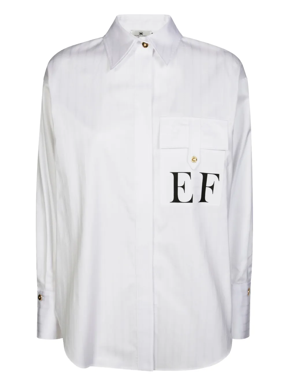 Elisabetta Franchi Button Cuff Shirt Featuring Front Pocket In White
