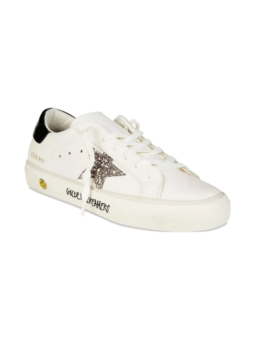 Golden Goose Kids glitter star may leather trainers - Bianco