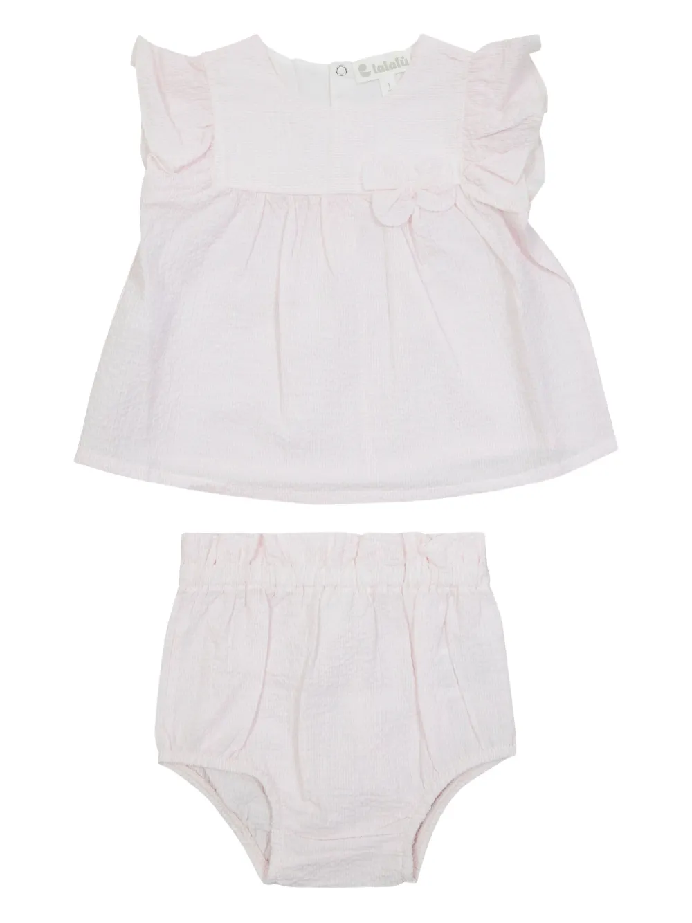 LALALU Jurk met ruches en ronde hals Roze