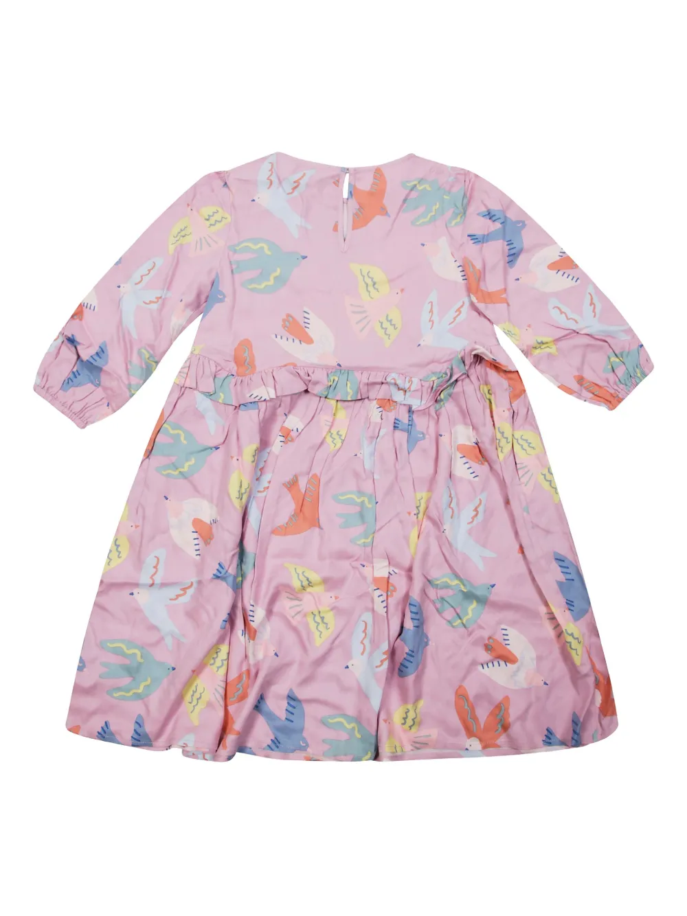 Stella McCartney Kids Jurk met vogelprint en ruches Roze