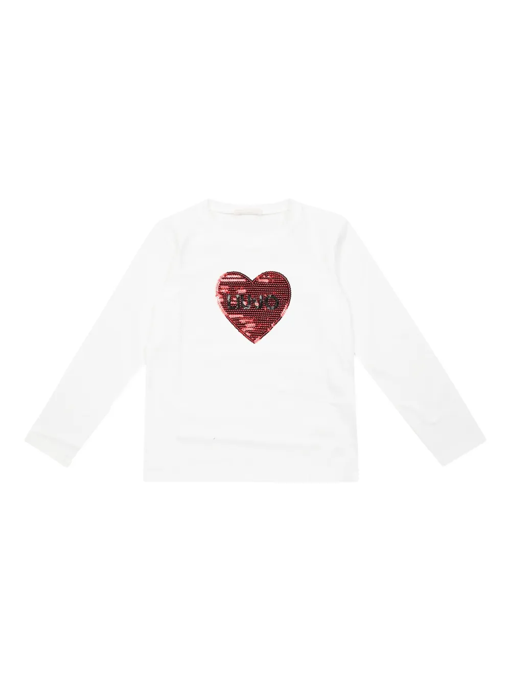 Liu Jo Kids sequin-heart long-sleeved T-shirt | White | Image 1