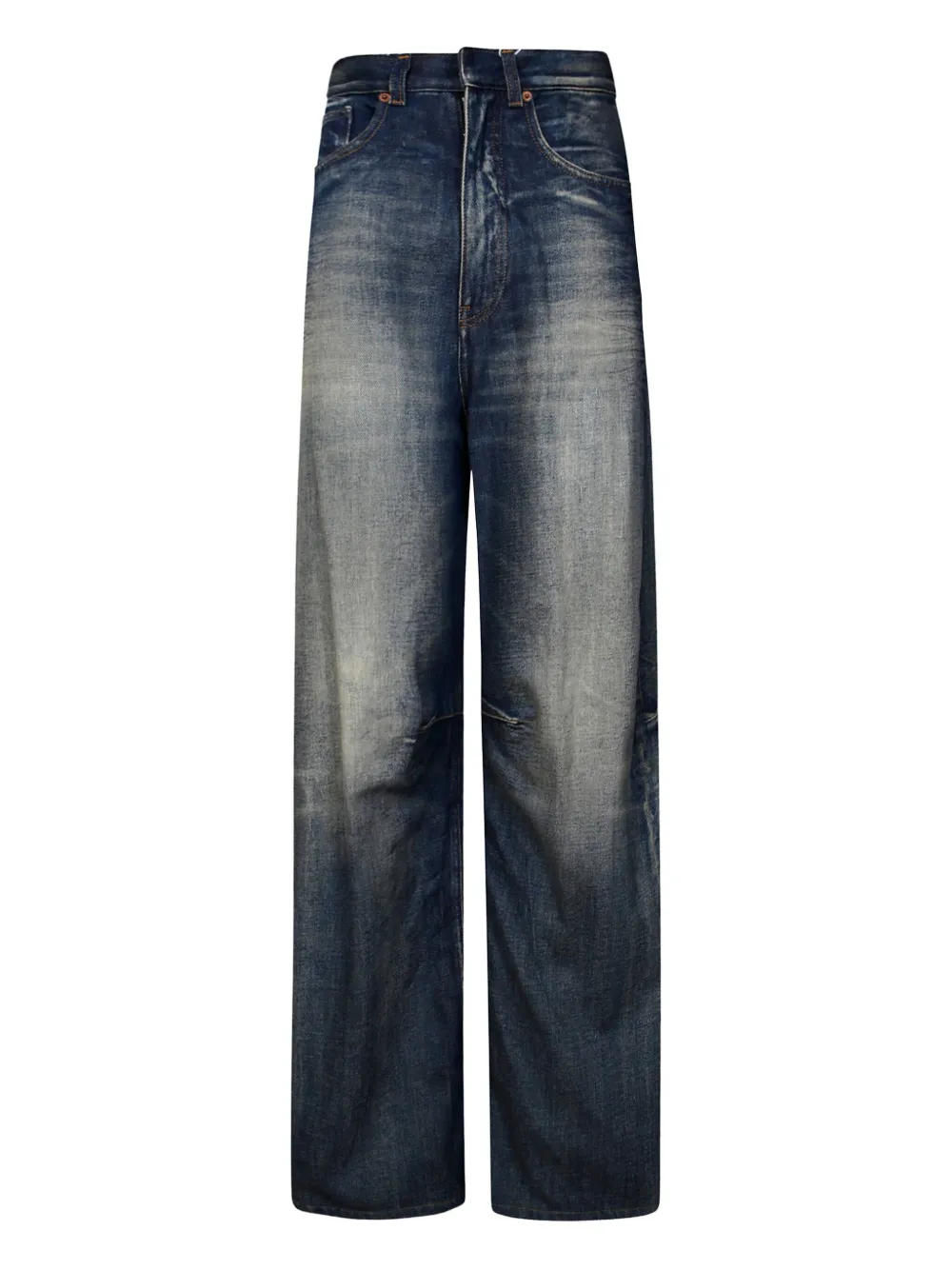 MM6 Maison Margiela logo-patch panelled jeans - ブルー MM6 Maison Margiela logo-patch panelled jeans - ブルー