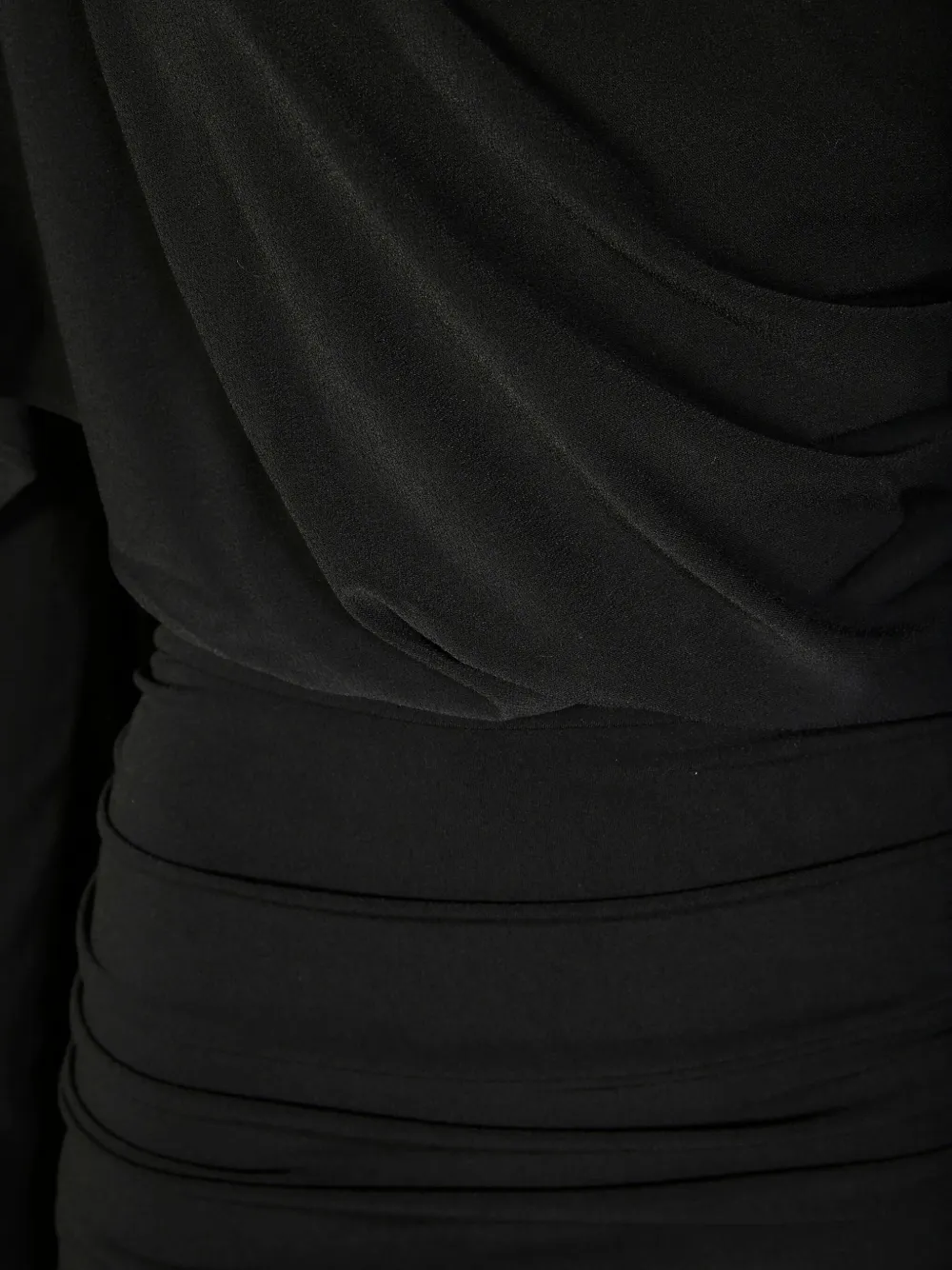 THE ANDAMANE Xenia gedrapeerde mini-jurk met ruches Zwart