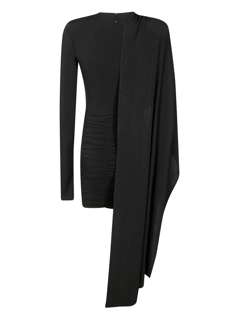 THE ANDAMANE Xenia gedrapeerde mini-jurk met ruches - Zwart