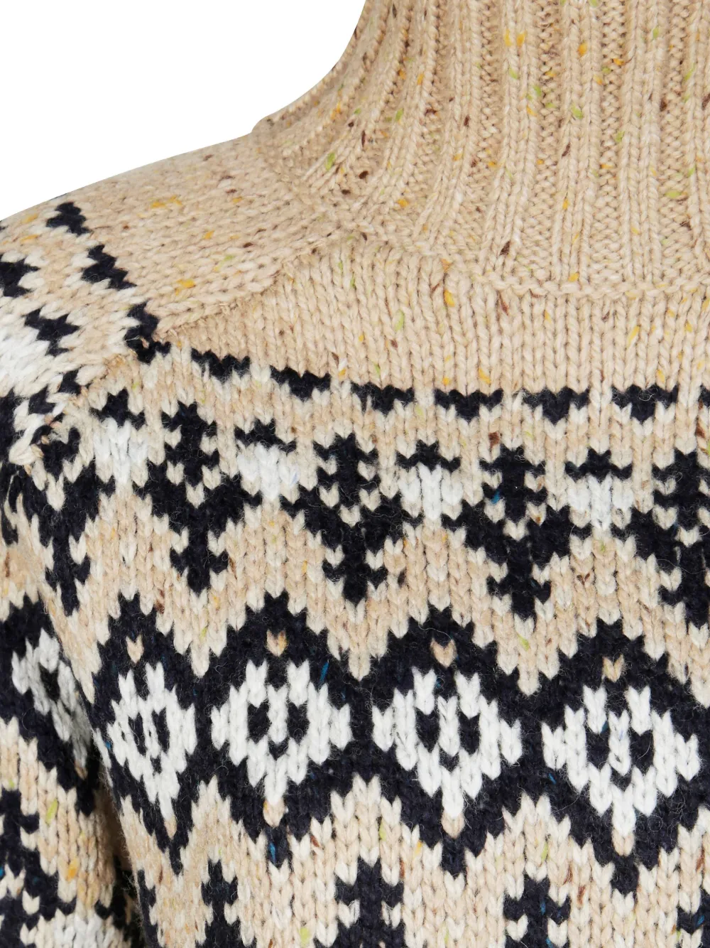 Mc2 Saint Barth Myra Fair Isle Turtleneck Sweater In Brown