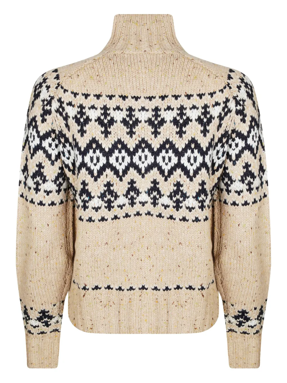 Mc2 Saint Barth Myra Fair Isle Turtleneck Sweater In Brown