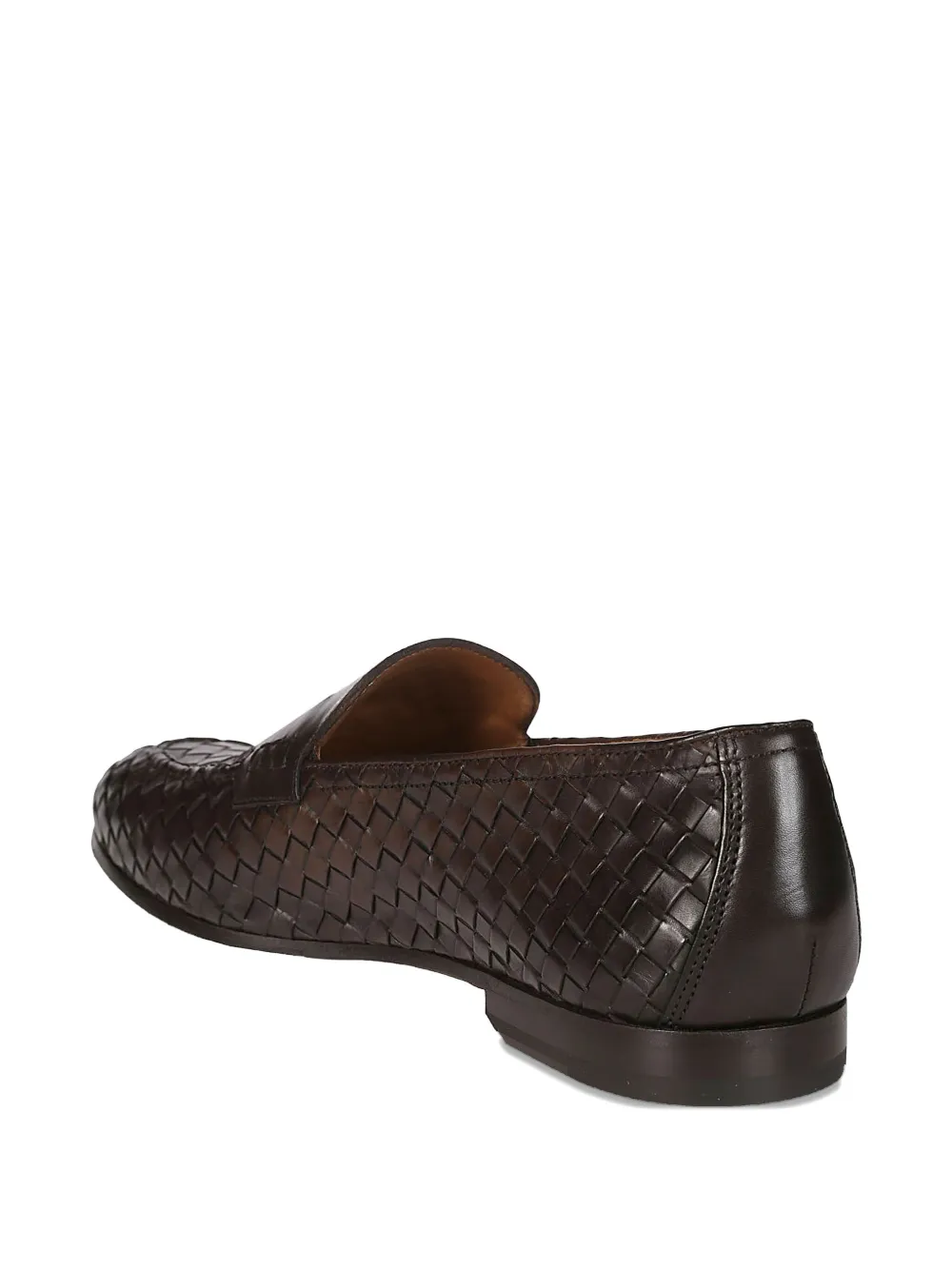 Doucal's Brown Pull On Loafers In Woven Leather Man In Brown
