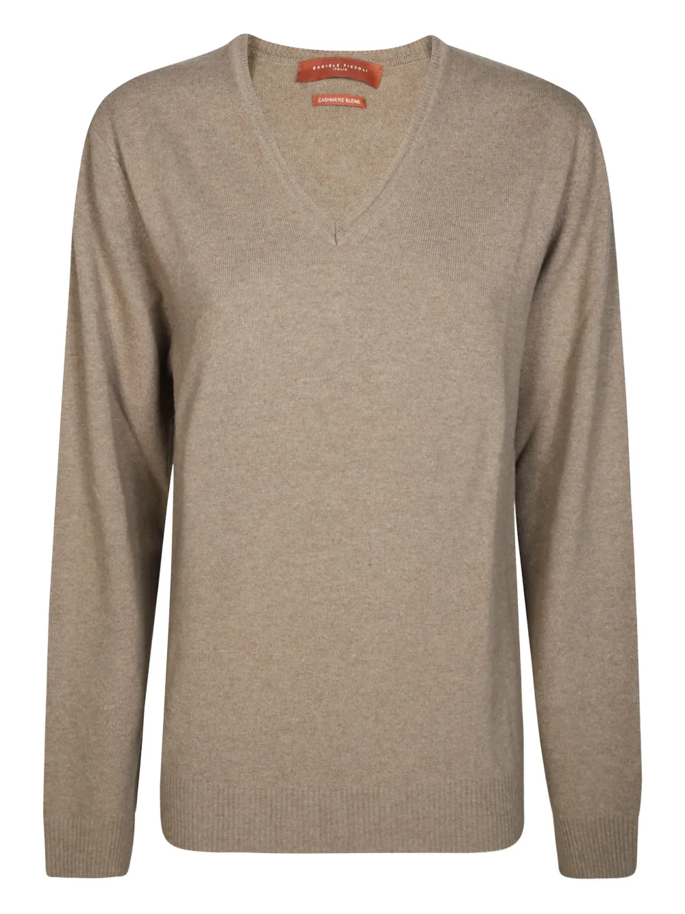 Daniele Fiesoli Fine Knit V-neck Sweater With Ribbed Details In Brown
