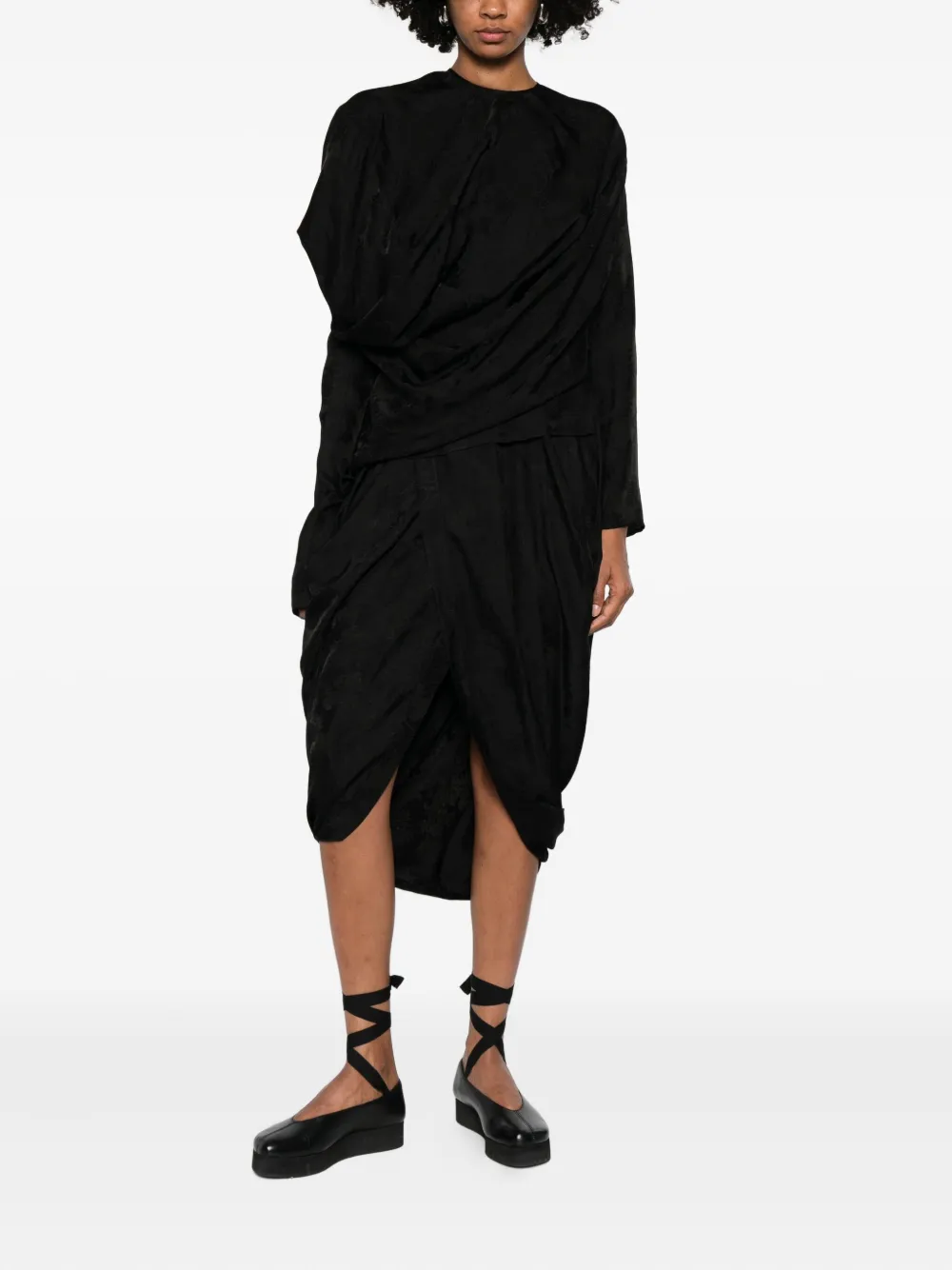 Uma Wang Gedrapeerde blouse - Zwart