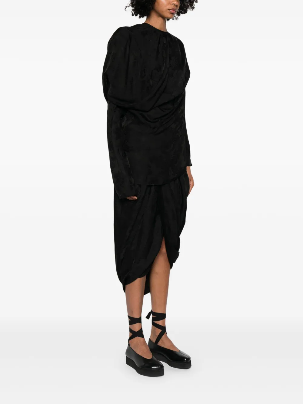 Uma Wang Gedrapeerde blouse Zwart