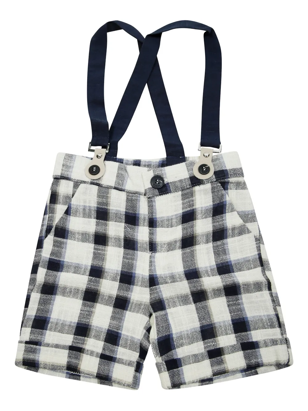 LALALU Romper met geruite shorts met bretels Wit