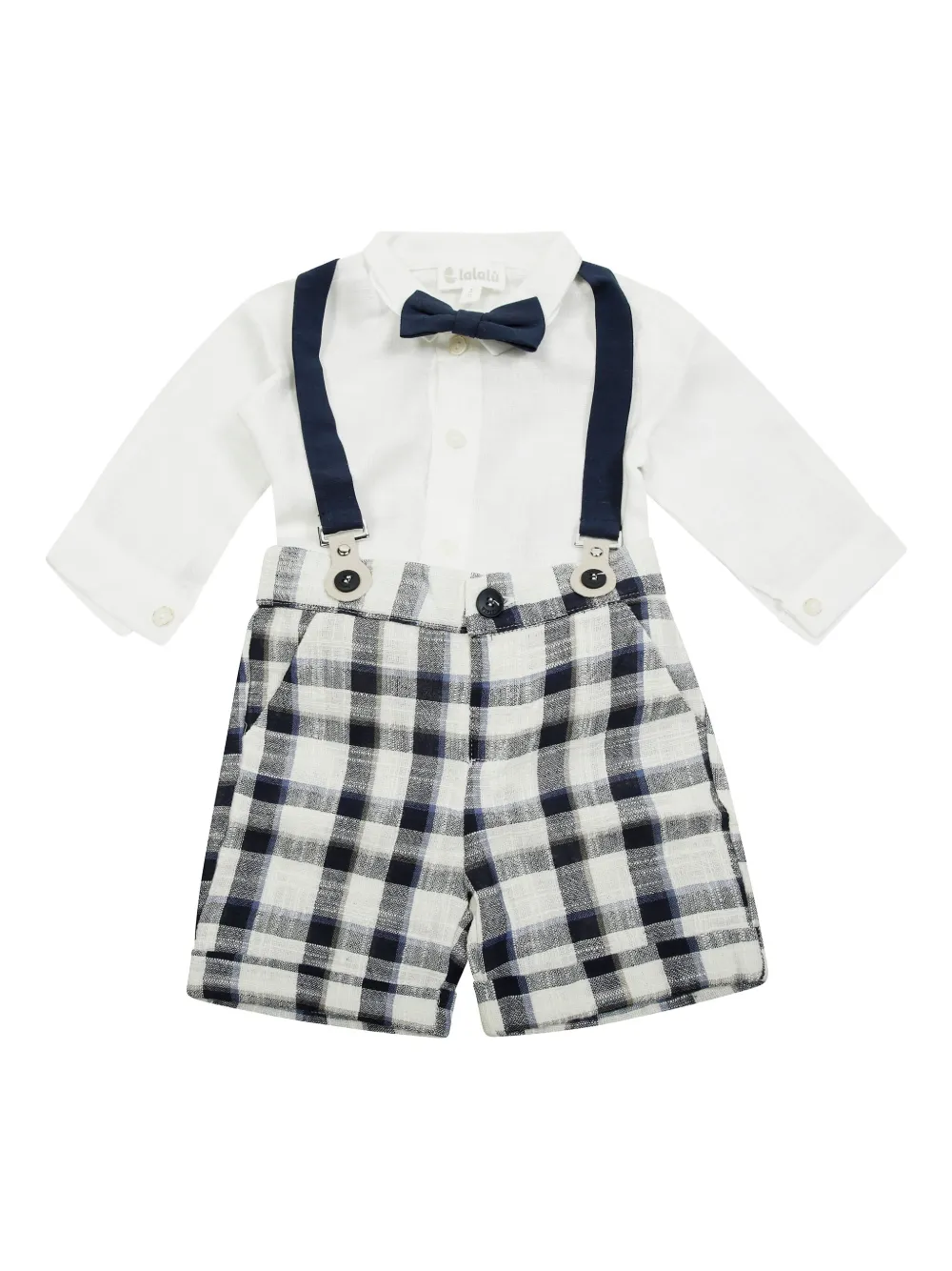 LALALU checked suspender shorts set | White | Image 1