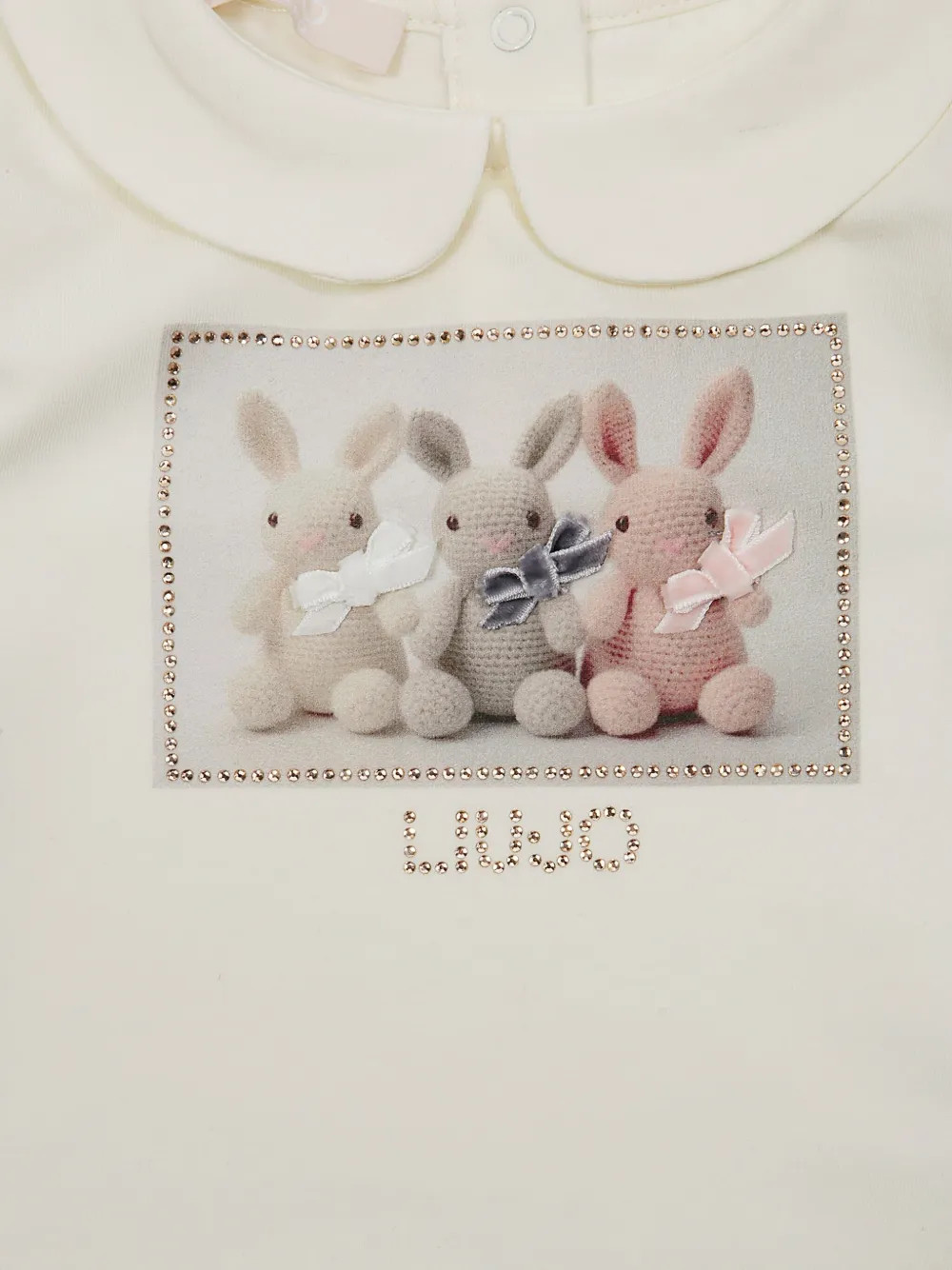 Liu Jo Kids T-shirt verfraaid met studs en konijnprint Beige