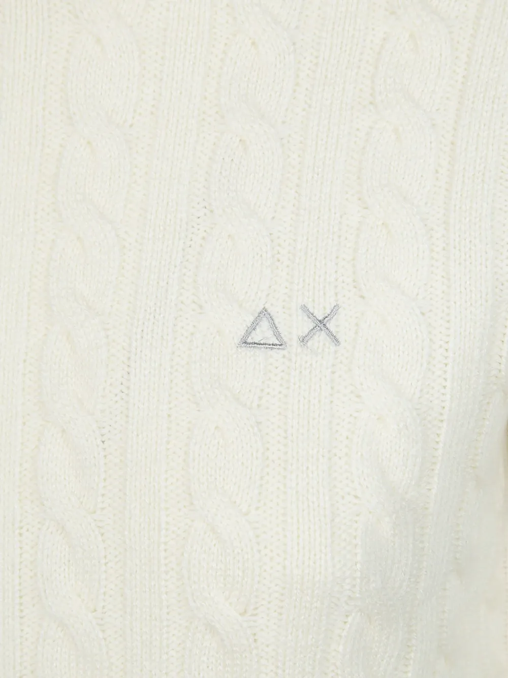 Sun 68 Round-neck Cable-knit Sweater In Neutral