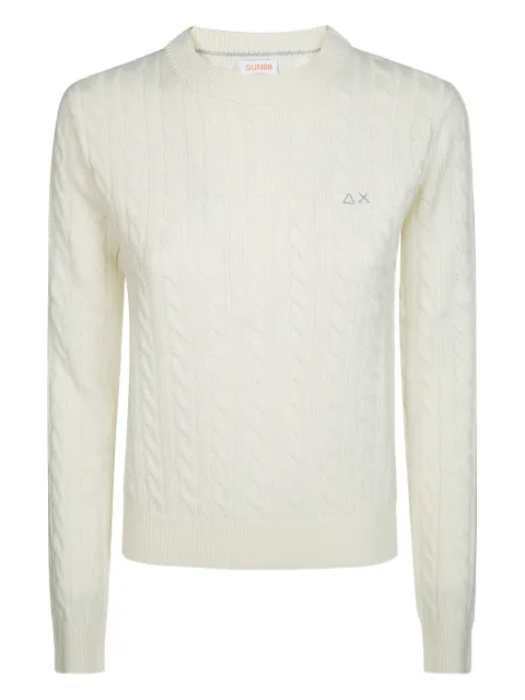 Sun68 round-neck cable-knit sweater