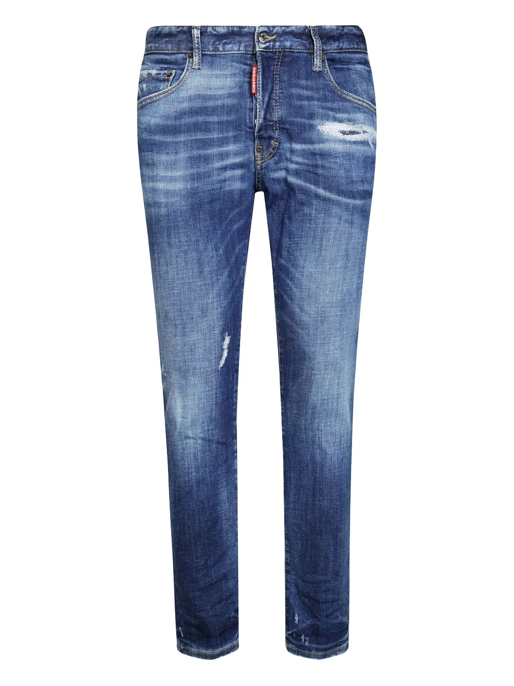 Dsquared2 Slim Fit Five-pocket Jeans With Distressed Detailing In Blue