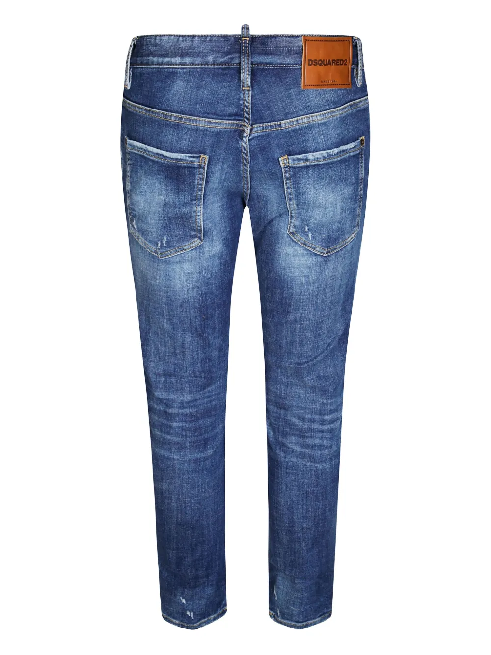 Dsquared2 Slim Fit Five-pocket Jeans With Distressed Detailing In Blue
