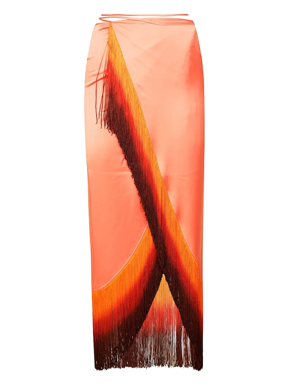 THE ANDAMANE Jacky fringe midi skirt | Orange | Image 1