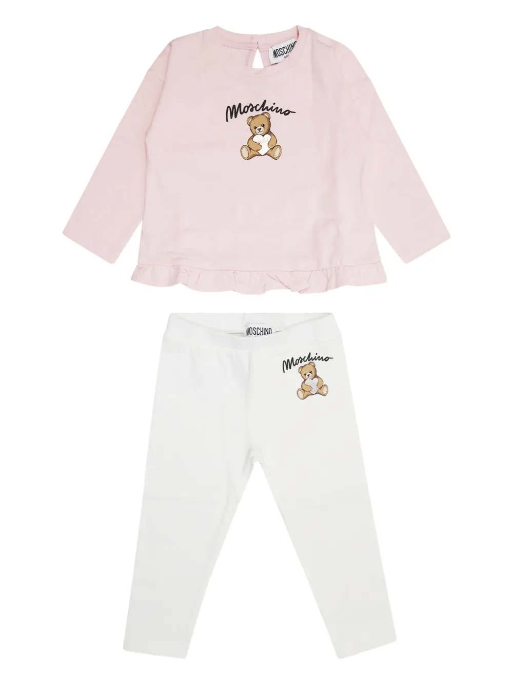 Moschino Kids ruffled teddy-print trousers set | White | Image 1