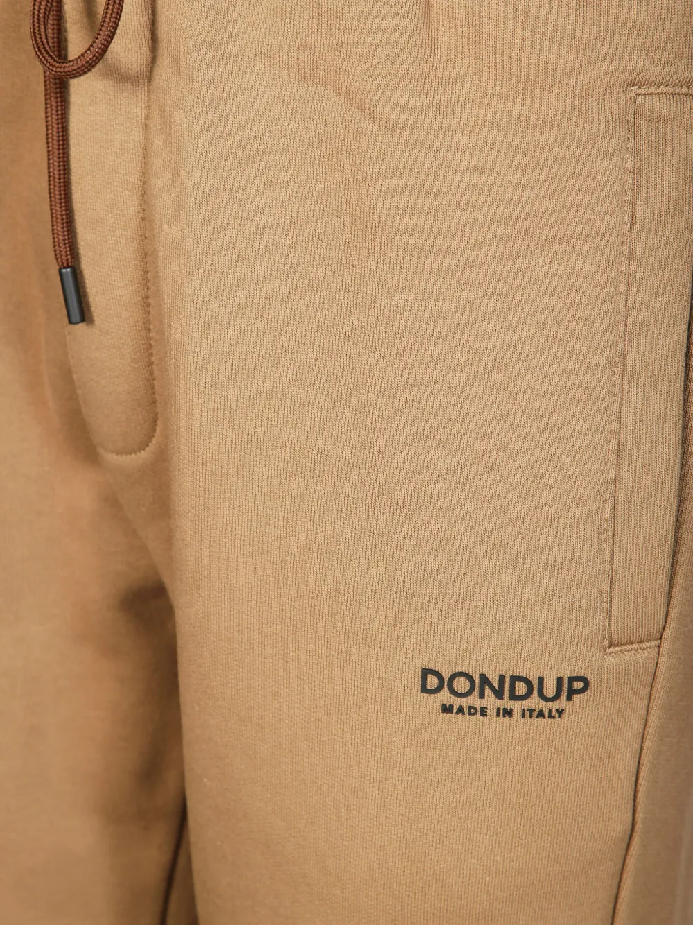 Dondup Relaxed Fit Brown Pants With Adjustable Waistband And Ribbed Cuffs In Gold