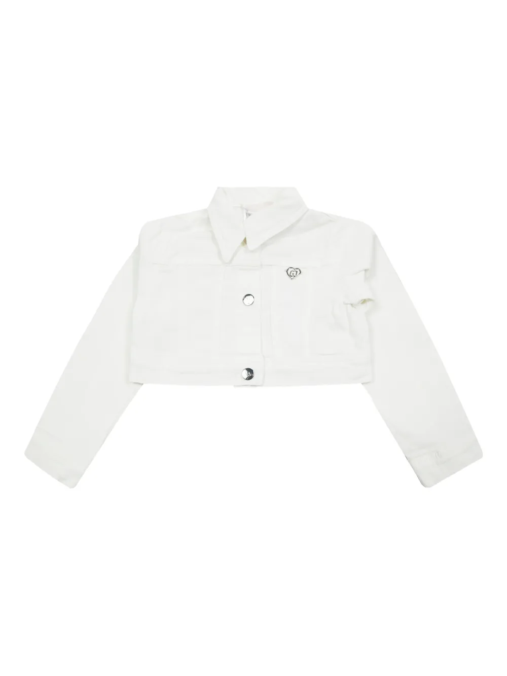 Liu •jo Kids' Heart-appliqué Cropped Shirt In White