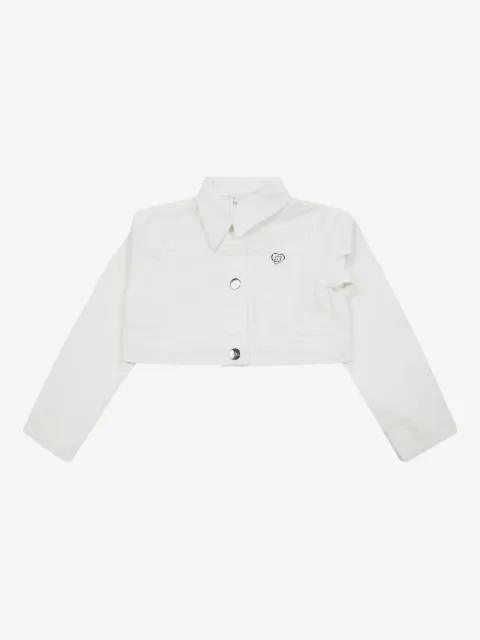 Liu Jo Kids heart-appliqué cropped shirt