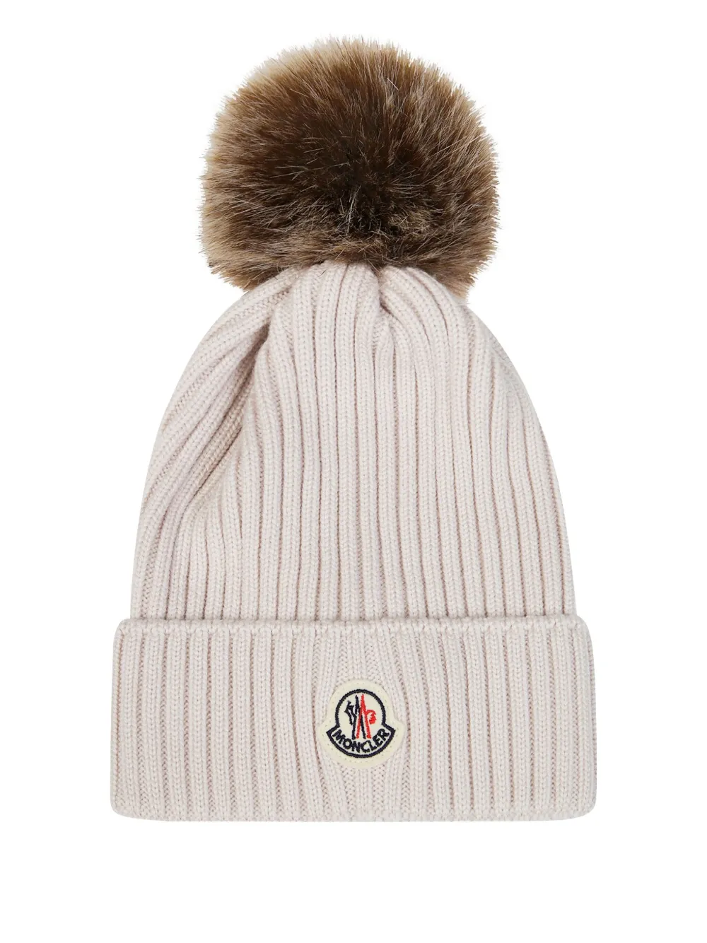 Moncler Enfant logo-patch beanie hat | Neutrals | Image 1