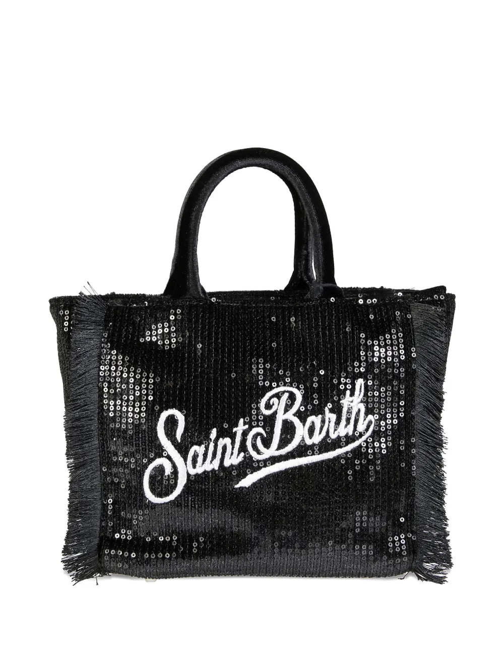 MC2 Saint Barth mini Vanity velvet sequin-fringed tote bag - Zwart