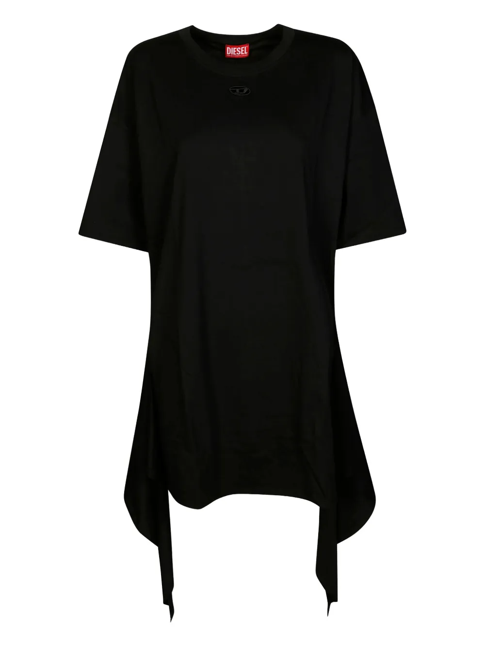 Diesel Asymmetrical Hem Black Tunic With Side Ties In Black