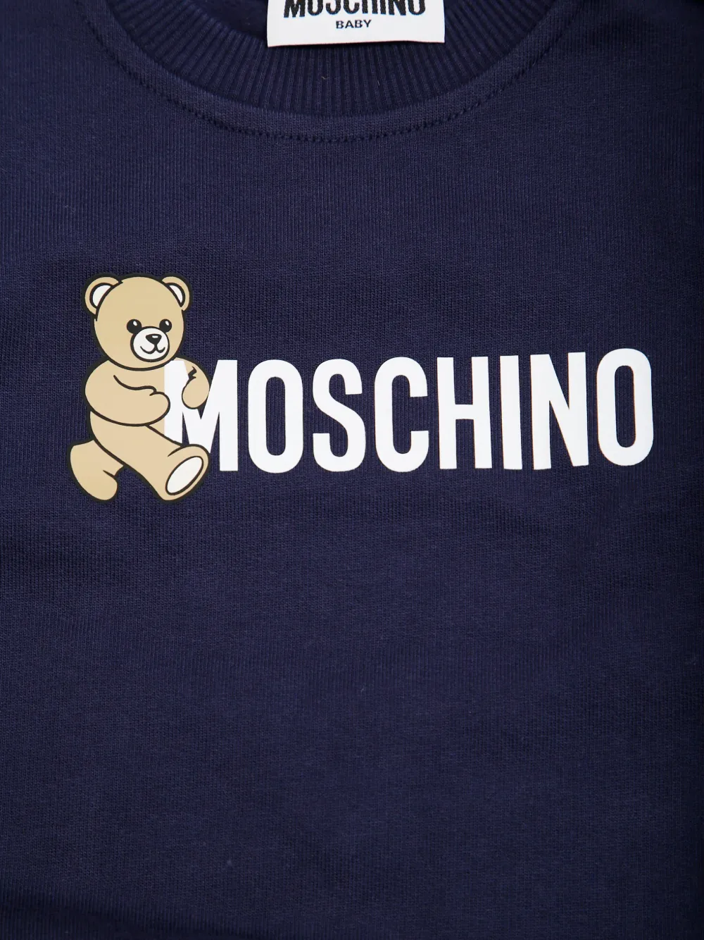 Moschino Kids Sweater met logo Blauw