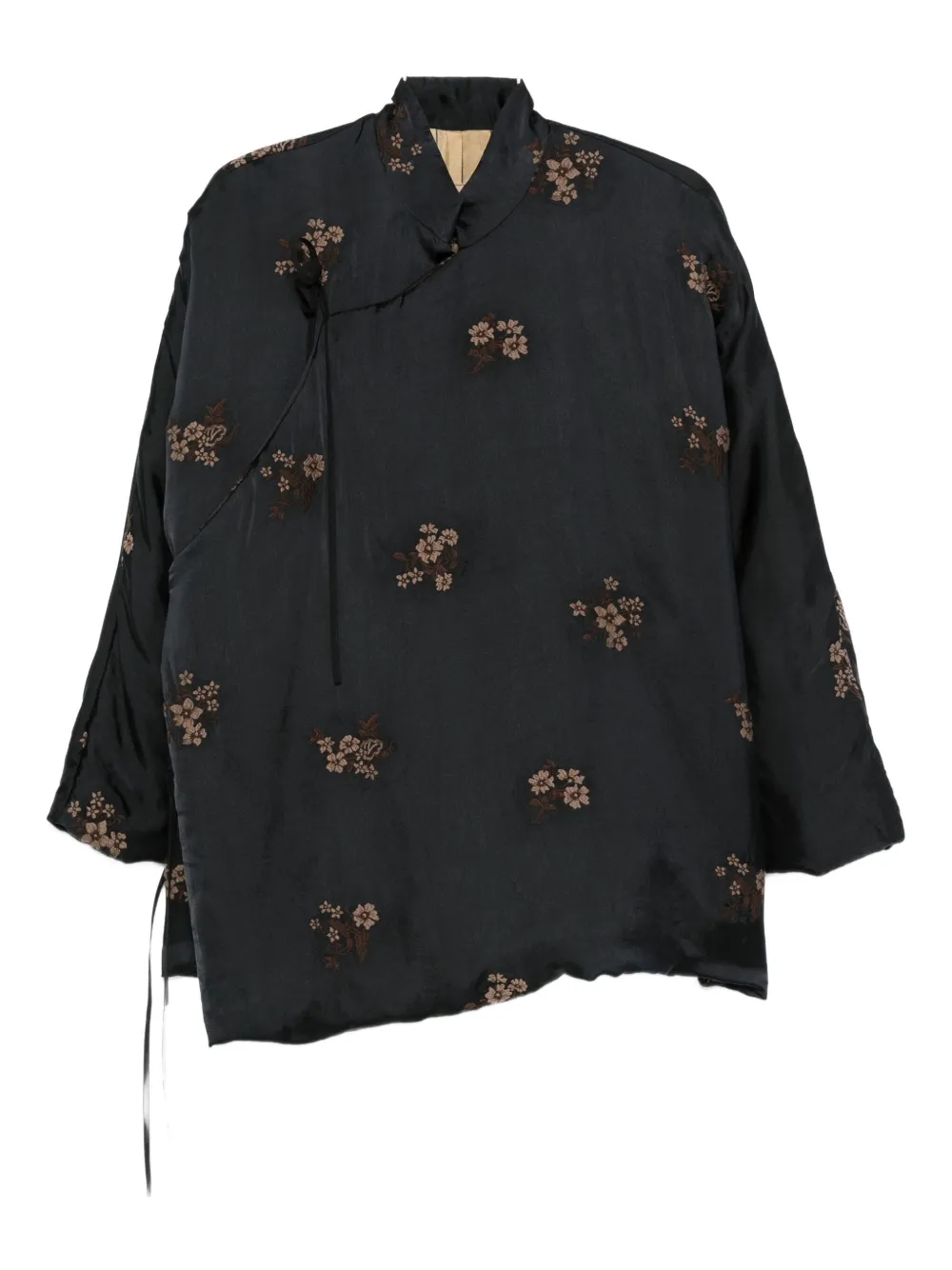 Uma Wang Floral-motif Oversized Jacket In Black