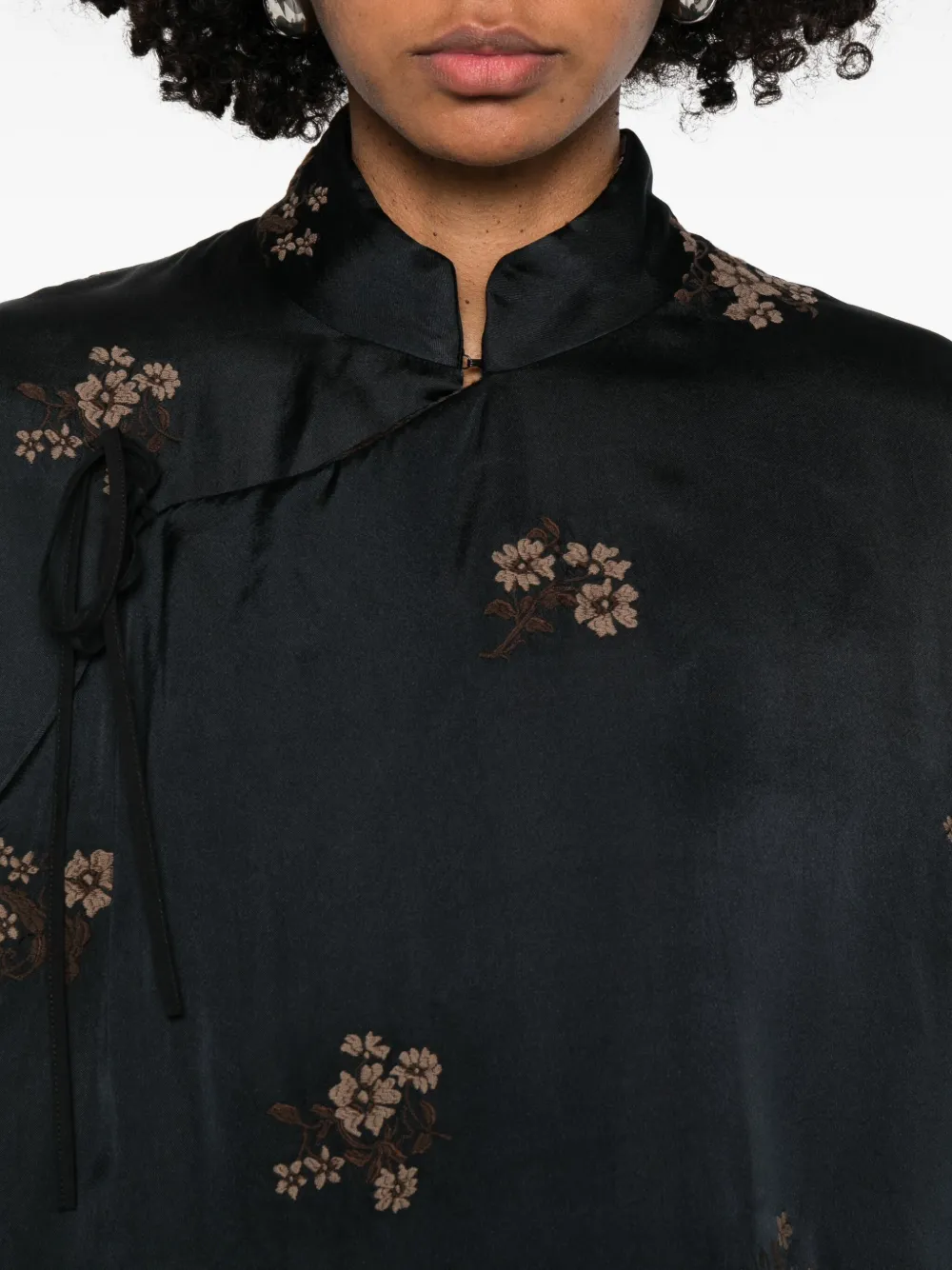 Uma Wang Floral-motif Oversized Jacket In Black