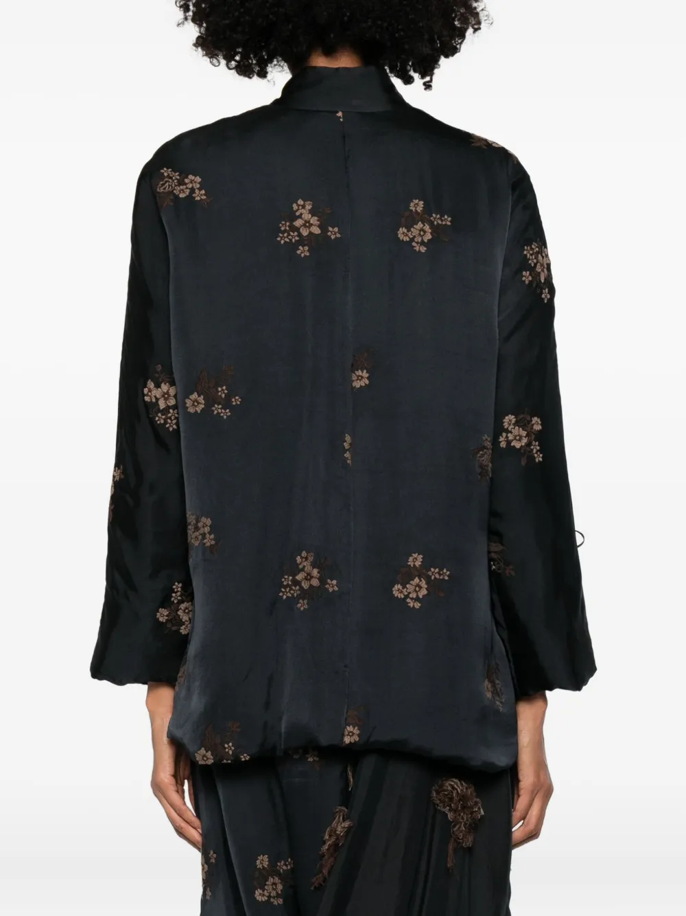 Uma Wang Floral-motif Oversized Jacket In Black