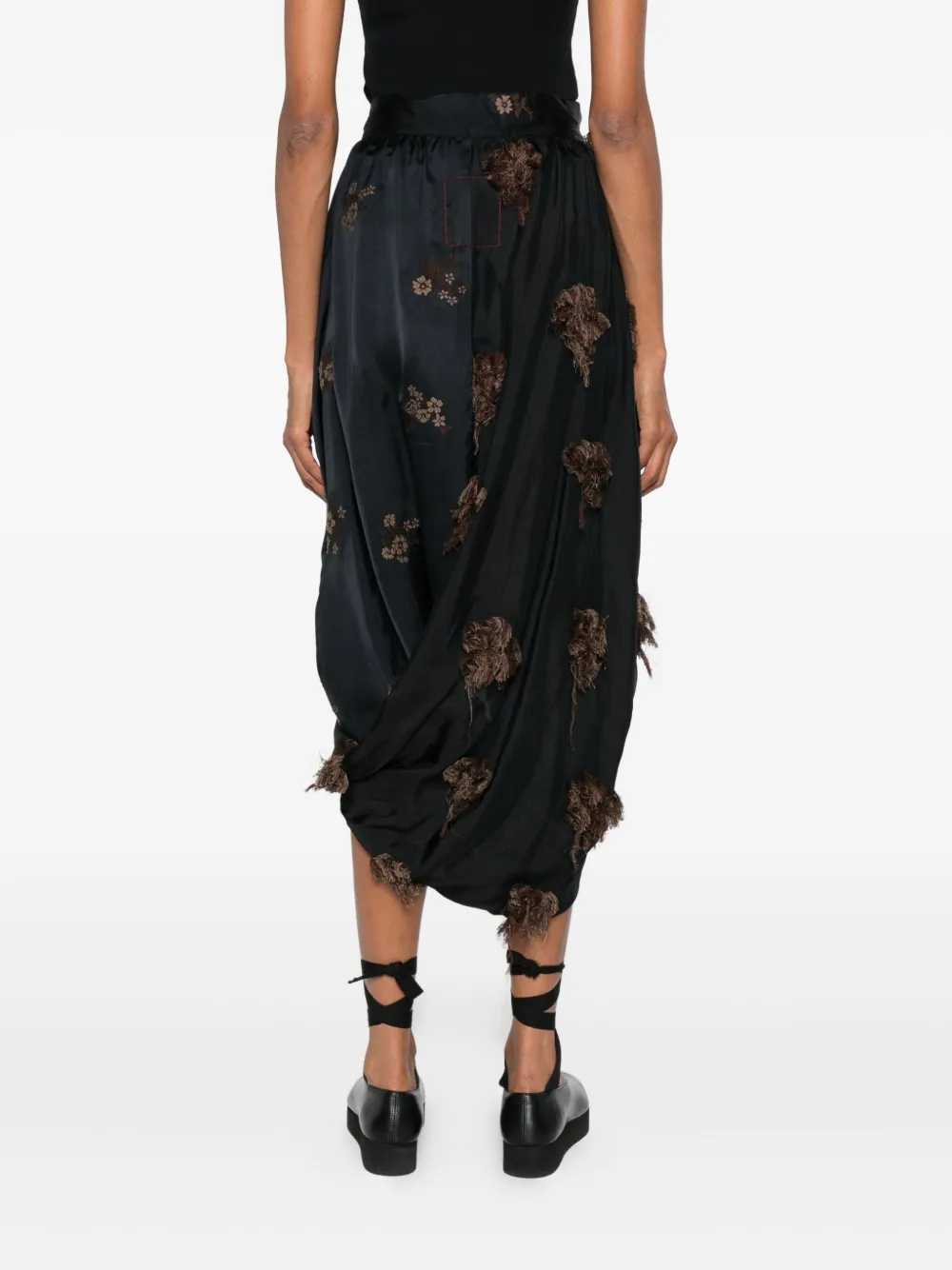 Uma Wang Embroidered Skirt In Black