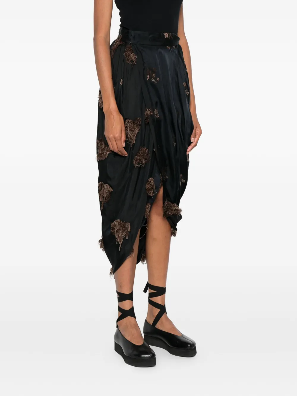Uma Wang Embroidered Skirt In Black