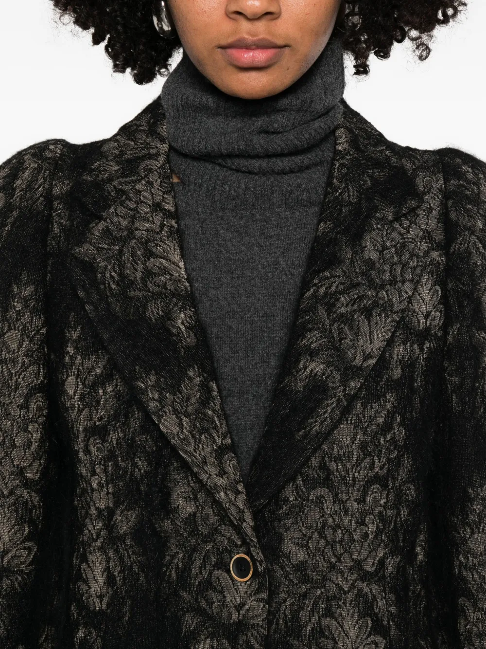 Uma Wang Floral-motif Blazer In Black