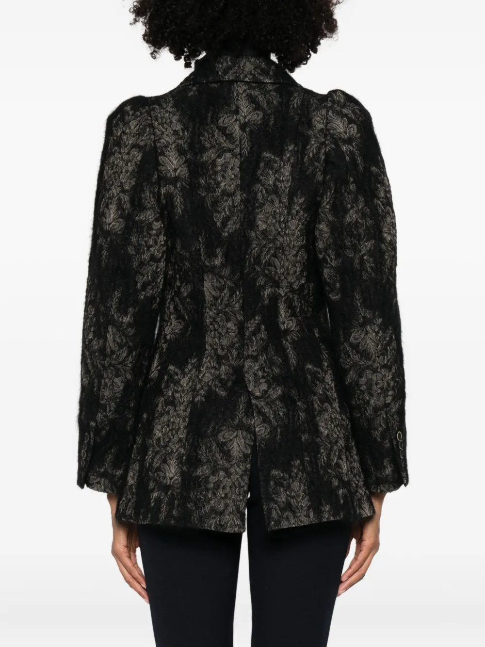 Uma Wang Floral-motif Blazer In Black
