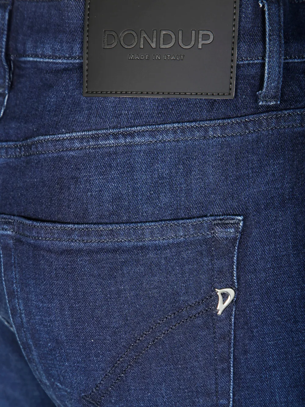 Dondup Classic Straight-leg Jeans With Dark Wash And Subtle Branding In Blue