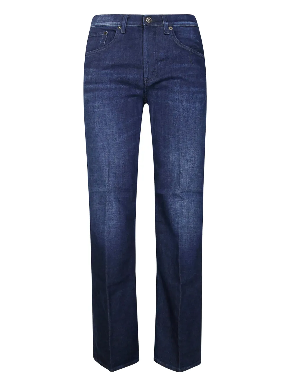 Dondup Classic Straight-leg Jeans With Dark Wash And Subtle Branding In Blue