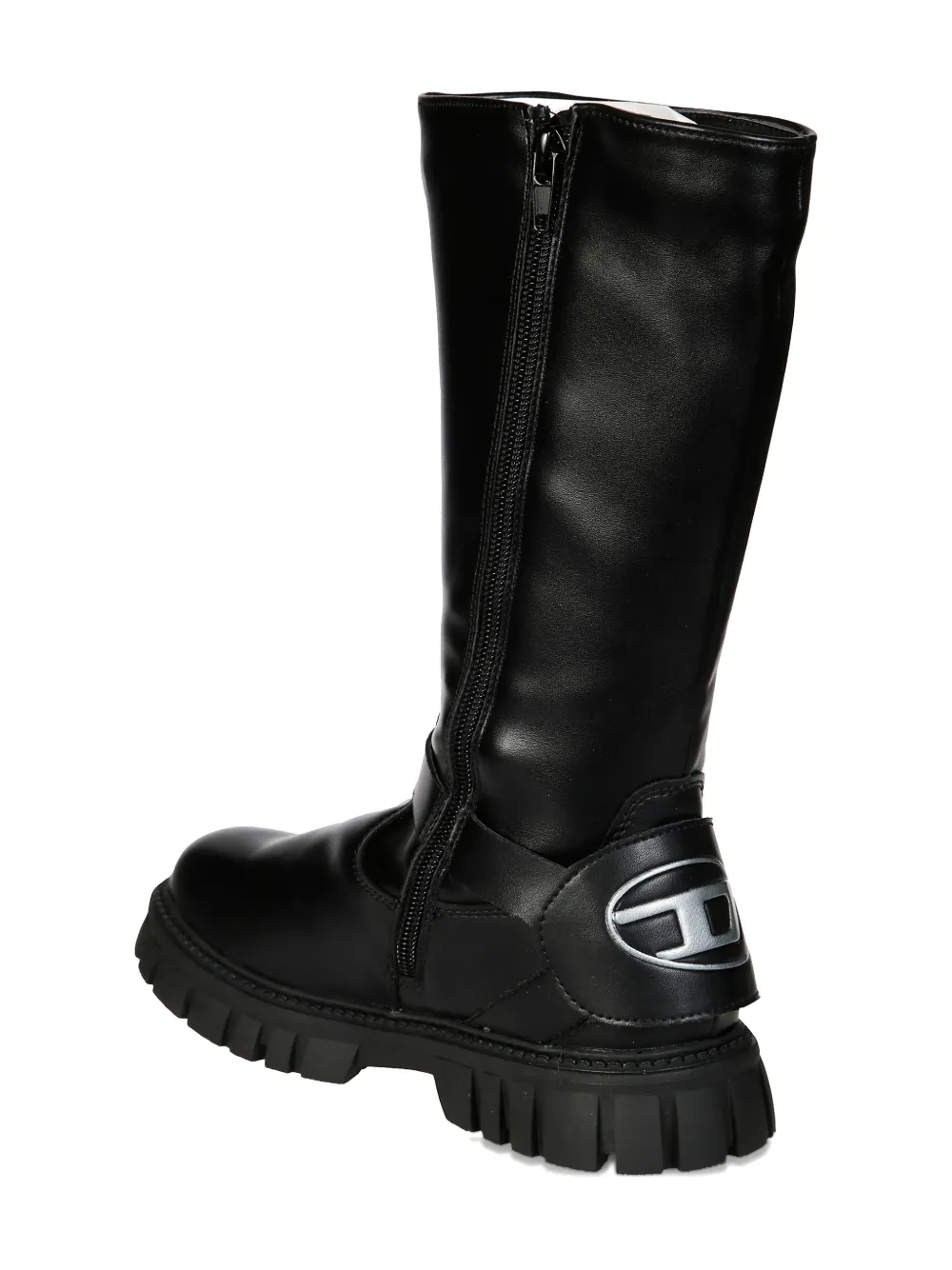 Diesel Kids Biker boots met ronde neus Zwart