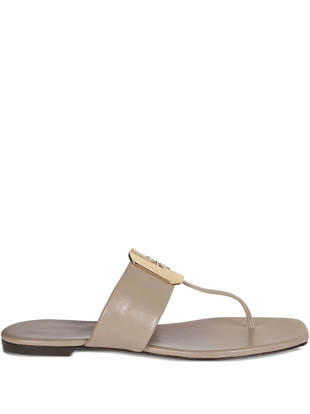Tory Burch Georgia logo-plaque flat sandals | Neutrals | Image 1